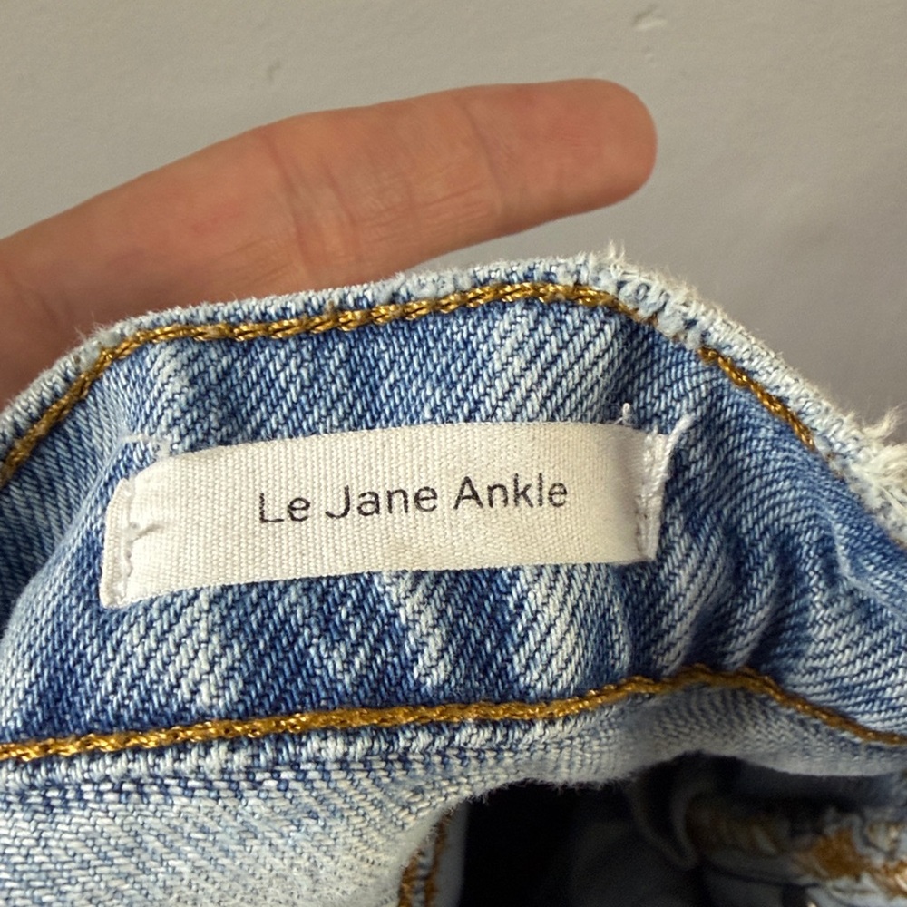 Frame Denim Le Jane Ankle Light Blue Jeans with Distressed Details Women's 27 - Picture 5 of 9